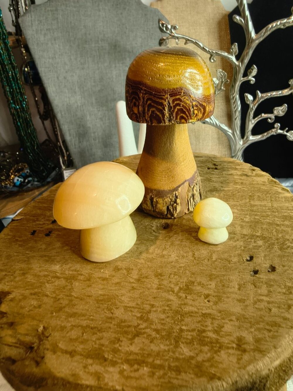 Set of 3 Beautiful Mushrooms Figures